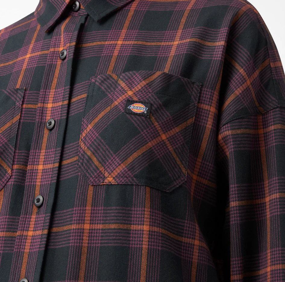 Dickies - Women's Bakerhill L/S Flannel Shirt | Wine Plaid - Image 4