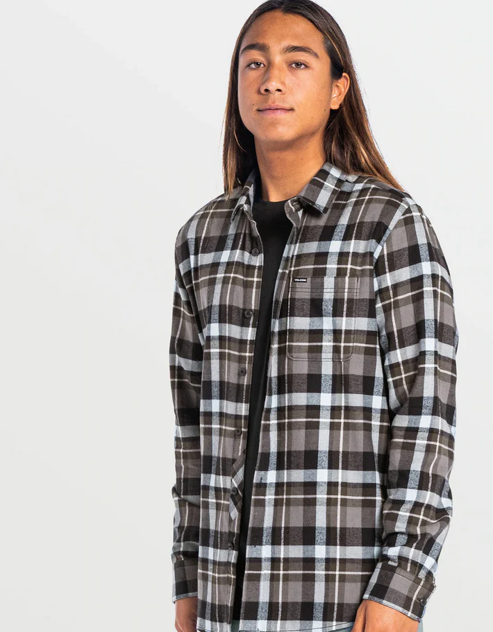 Volcom - Caden Plaid L/S Flannel Shirt | Lead - Image 3